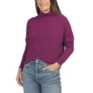 MICHAEL STARS Berry Made In Usa Madison Brushed Jersey Frida Mock Neck Top